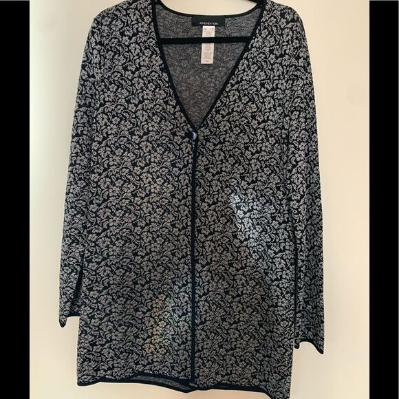 Jones New York black/silver grey, long cardigan, worn inside once, great shape,S - Picture 13 of 13